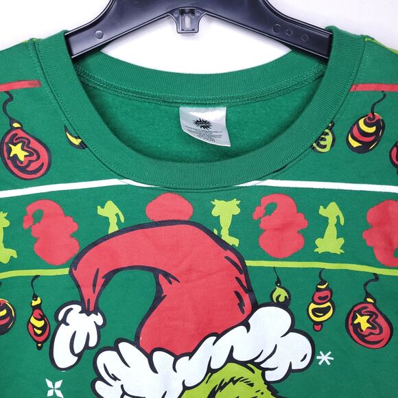 The Grinch Sweatshirt Womens XL Green, Red Fleece Light Up - Picture 2 of 11